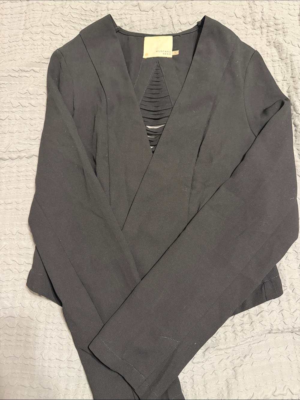 Mustard Seed Black Women's Blazer with Ladder V-Detail